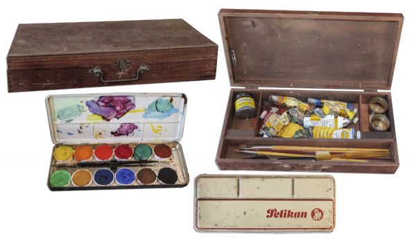 Ray Bradbury Personal Set of Paint & Brushes in a Wooden Box
