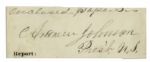 Andrew Johnson Clipped Signature as President