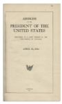 Woodrow Wilson 1916 Speech Signed as President -- Wilson Threatens to Sever Diplomatic Relations With Germany in Response to Naval Campaign Violations