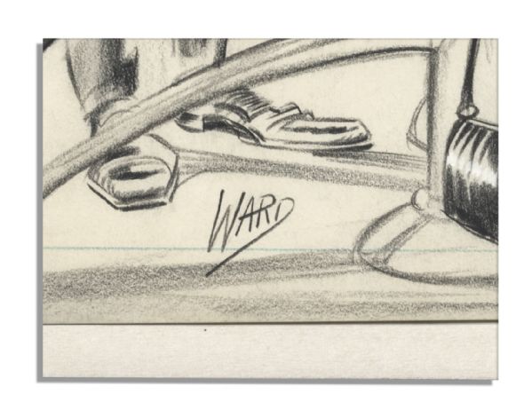 ''Good Girl Art'' Cartoonist Bill Ward Original Signed Illustration -- Portraying His Signature Risque Style