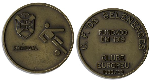 UEFA Cup Football Medal -- Given to ''OS Belenenses'' Football Club in Portugal in 1989 for Its Participation in the UEFA Cup