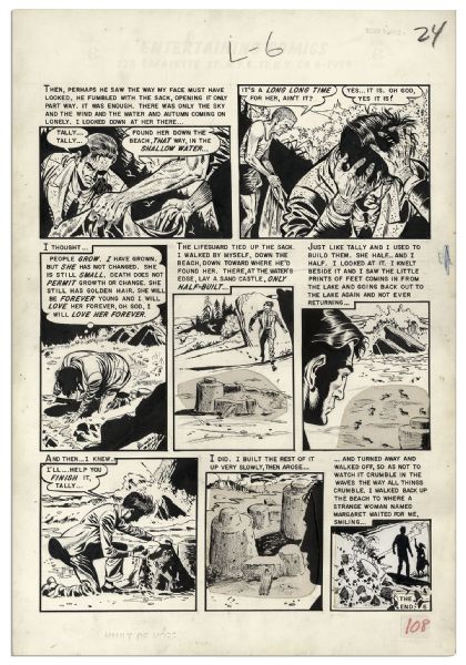 Joe Orlando Complete Six Page Story From EC Comics ''Vault of Horror #31'' -- From 1953 -- Adapted From Ray Bradbury's Short Story ''The Lake'' -- Signed by Bradbury