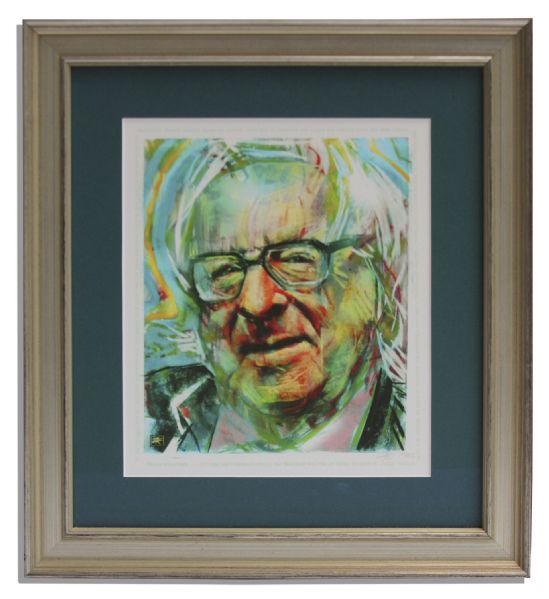 Ray Bradbury Owned Painted Illustration of Himself, Signed by the Artist, Zofia Kostyrko -- With Tribute to Bradbury Around Border -- 12.5 x 13.75 -- Very Good -- With COA From Estate