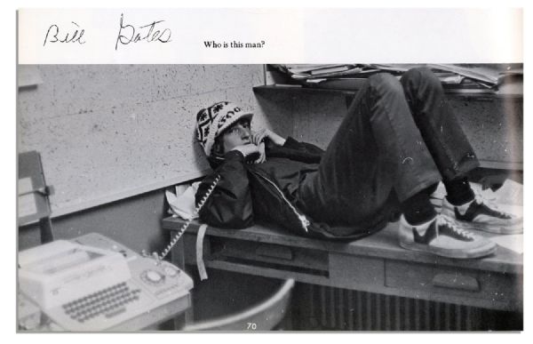 Bill Gates Senior Year 1973 Yearbook -- in Photo Captioned ''Who Is This Man?''