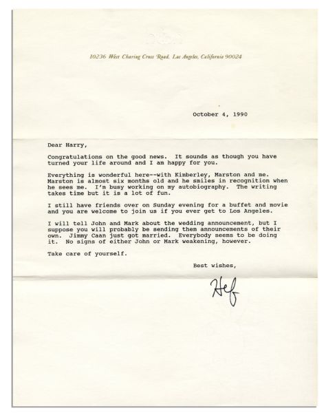 Hugh Hefner Signed Lot of Personal Letters & Photo -- ''...Getting older can be a bitch, but it's better than the alternative- H''