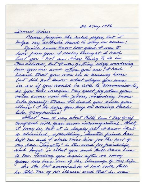 Harper Lee Autograph Letter Signed -- ''...My grief compared with yours seems inconsequential...''