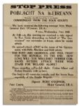 The Battle of Dublin & Start of The Irish Civil War Announced in This Broadside -- 28 June 1922