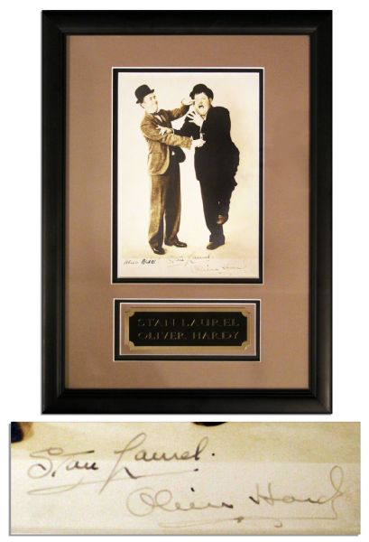 Unusual Laurel & Hardy Signed 7'' x 10'' Photo -- With PSA/DNA COA