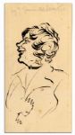 Art by Turn-of-The-Century Opera Great Enrico Caruso -- Bust Caricature Sketch