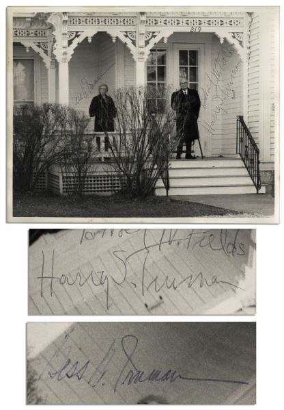 Rare Candid Photo Signed by First Couple Harry & Bess Truman -- 10'' x 8'' Photo Is Likely Unpublished
