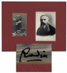 Revolutionary French Sculptor Auguste Rodin Signed Photo Postcard of His Famous Work, Cariatide Carrying a Stone