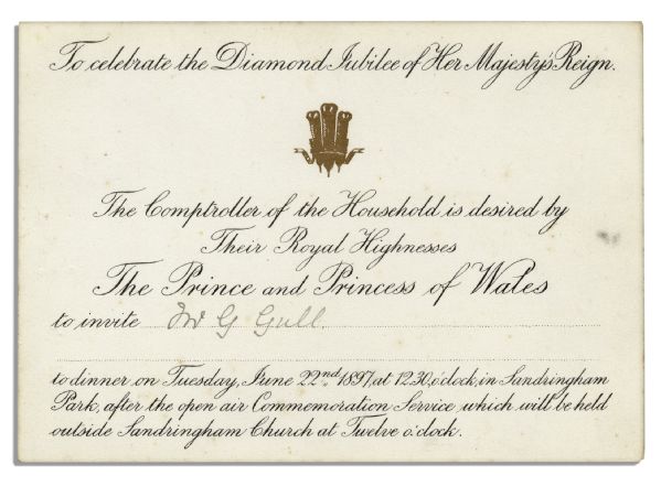 Queen Victoria Diamond Jubilee Invitation From 1897