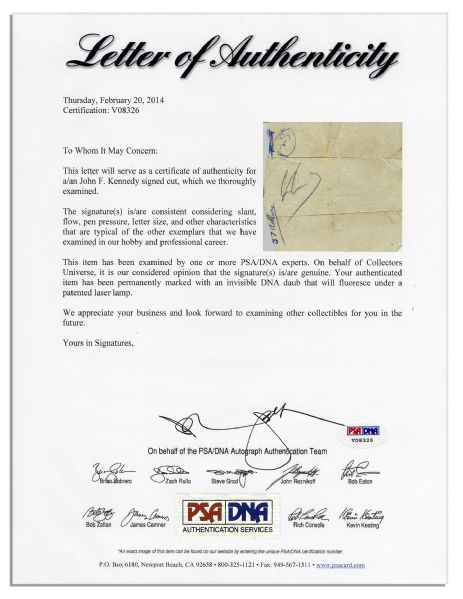 John F. Kennedy Signature as President & Unique Candid Photo of JFK -- With PSA/DNA COA