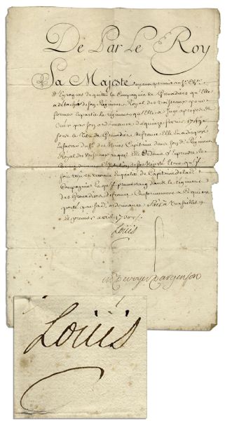 Louis XV Document Signed Circa 1750