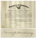 Warren G. Harding Document Signed as President