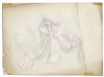 Bugs Bunny Animation Cel -- A Rare Work in Progress, With Pencil Sketch of Bugs Underneath the Cel -- Owned by Ray Bradbury