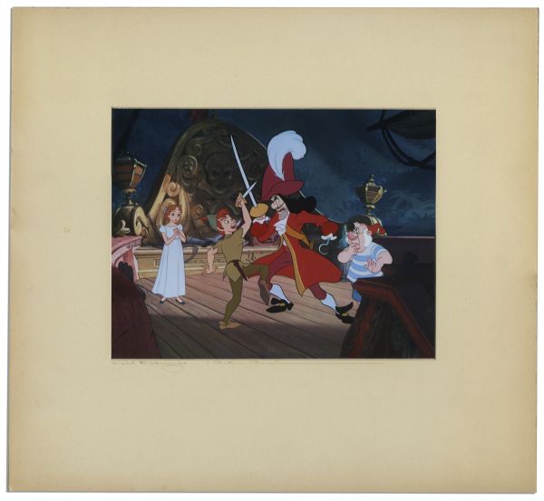 Ray Bradbury Personally Owned Reproduction Cel From ''Peter Pan'' -- Disney COA to Verso -- Matted to 15.5'' x 14.5'' -- Near Fine -- With COA From Bradbury Estate