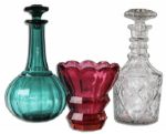 Beautiful Lot of Crystal Pieces Owned by Greta Garbo -- Two Decanters & One Scalloped Vase