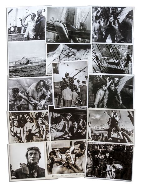 33 Movie Stills From ''Moby Dick'', The 1956 Version Starring Gregory Peck & Co-Written by Bradbury -- Many Candid Photos, Each Measuring 8'' x 10'' -- Photos Owned by Ray Bradbury