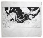 Ray Bradbury Owned Lot of 16 Illustrations -- Portrait Sketch of Bradbury & 15 Prints of the Zodiac, Outer Space -- Sketch Measures 24.25'' x 18'', Some Dampstaining -- With COA From Estate