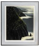 Ray Bradbury Personally Owned Art -- Limited Edition California Coastal Landscape Silkscreen by Eyvind Earle Titled Gray Big Sur