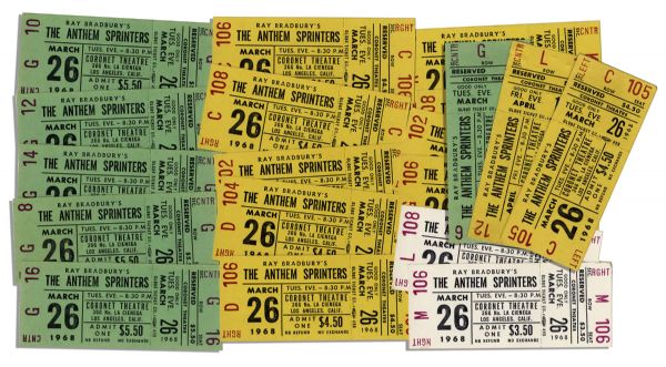 Ray Bradbury Personally Owned Lot of 19 Tickets to His Show ''The Anthem Sprinters''