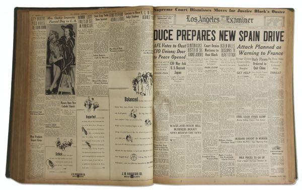 Ray Bradbury Personally Owned Bound Collection of ''Los Angeles Examiner'' Newspapers From 1937