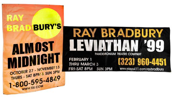 Two Giant Banners Personally Owned by Ray Bradbury -- From The Stage Productions of ''Leviathan 99'' and ''Almost Midnight''