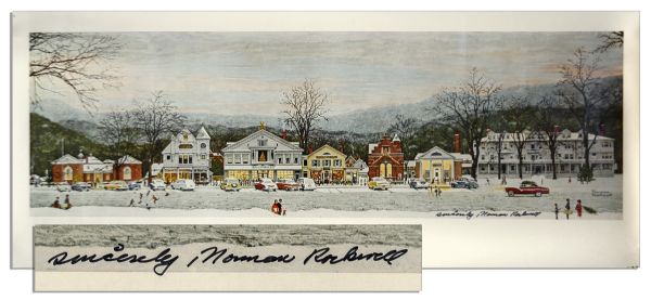 Norman Rockwell Signed Print ''Home For Christmas, Stockbridge at Main Street''