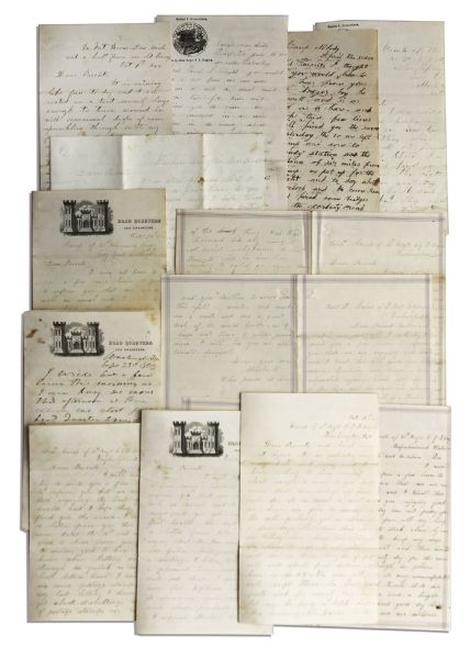 Large 76 Letter Lot of Three Brothers During the Civil War -- ''... colored troops...kill every single one they have a chance to...''
