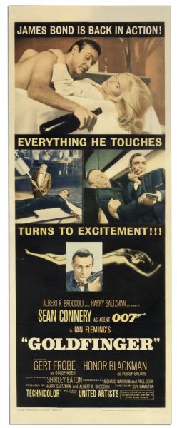 Original 1964 U.S. Insert Poster From the Hit James Bond Film, ''Goldfinger''