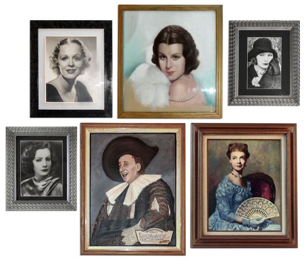 Assorted Lot of Hollywood Art -- Includes Photo Signed by Gloria Stuart & Painting Signed by Lillian Gish