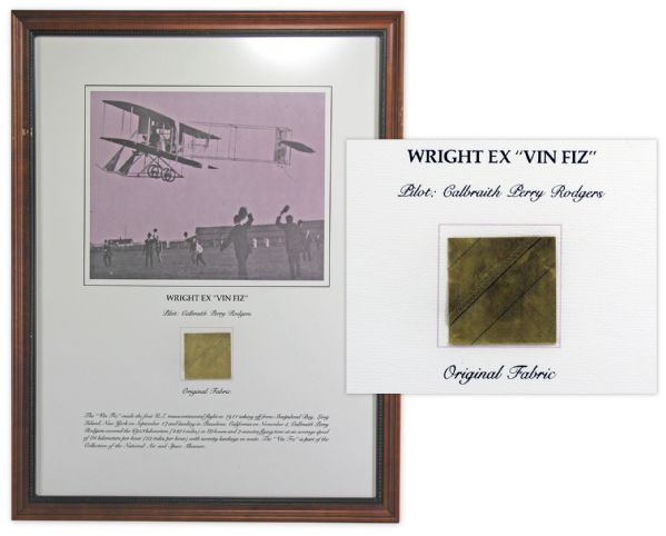 Fabric From the Wright Brothers ''Vin Fiz'', the First Airplane to Cross the United States
