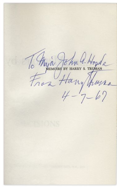 Harry Truman Signed Set of Memoirs -- First Editions