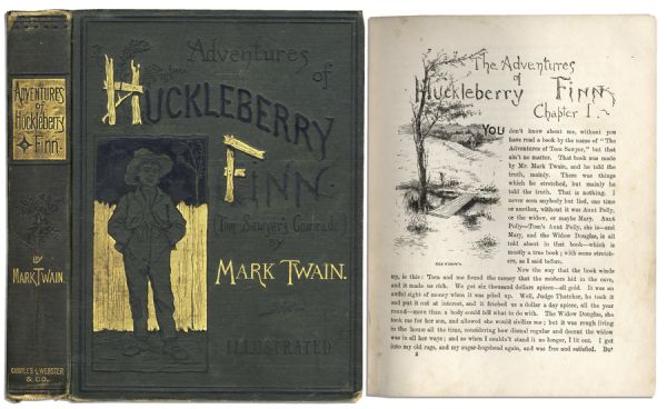 True Mark Twain 1885 First Edition of His Beloved Tome, ''Adventures of Huckleberry Finn''
