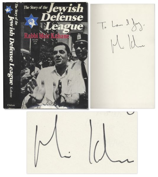 Rabbi Meir Kahane Signed Copy of His Book ''The Story of the Jewish Defense League''