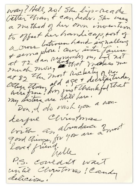 Harper Lee Autograph Letter Signed -- ''...Other than old age and decrepitude, we're fine!...''