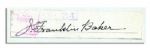 HOFer Frank Home Run Baker Signature -- Signed J. Franklin Baker -- With JSA COA
