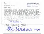 Mother Teresa Typed Letter Signed -- ...Look around and see the loneliness and pain in your family first...