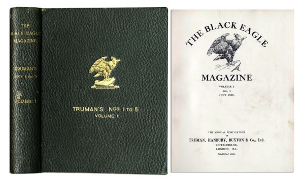 Scarce 1929 Copy of Truman Brewery's ''The Black Eagle Magazine'' -- Bound Copy Issued Only to London Employees