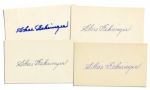Lot of Four Cards Signed by Hall of Famer Charles Gehringer -- The Mechanical Man Signs Chas. Gehringer -- 5 x 3 Cards Signed in Blue Ink and Blue Marker -- Near Fine