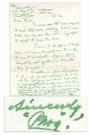 Legendary Basketball Coach Phog Allen Autograph Letter Signed & Initialed -- ...By that time I had lost all desire to follow through my assigned intention...
