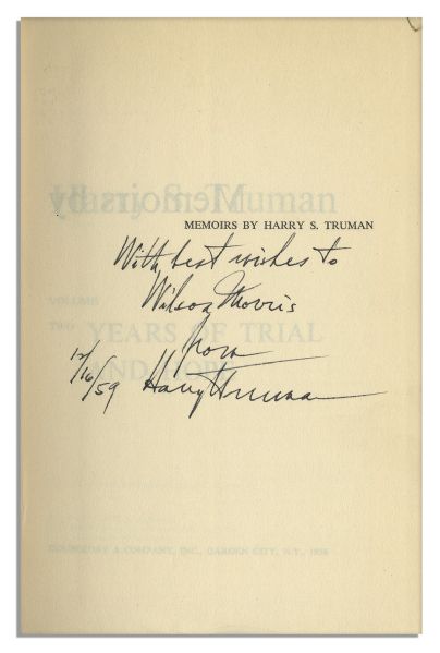 Harry Truman Signed First Edition of His ''Memoirs''