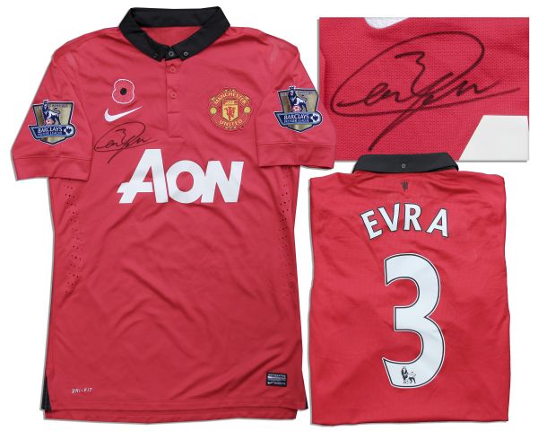 Patrice Evra Match-Worn & Signed Shirt From Manchester United