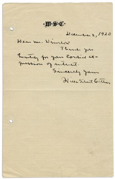 Pulitzer Prize-Winning Author Willa Cather Autograph Letter Signed -- ''...Thank you heartily for your cordial expression of interest...''