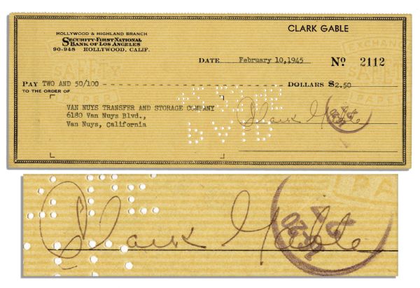 Clark Gable Check Signed