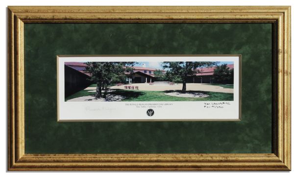Ronald Reagan Signed Lithograph of His Presidential Library