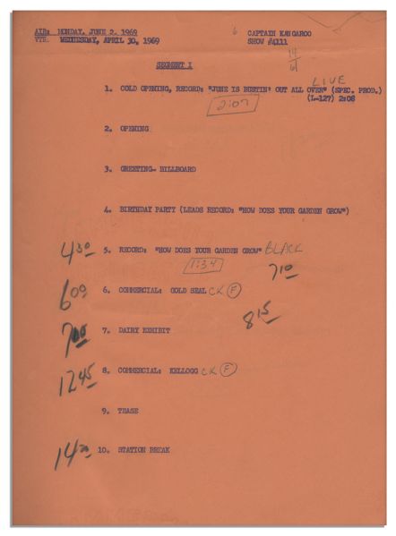 Bound Captain Kangaroo Scripts From the 1969 Season  -- From The Captain's Own Collection