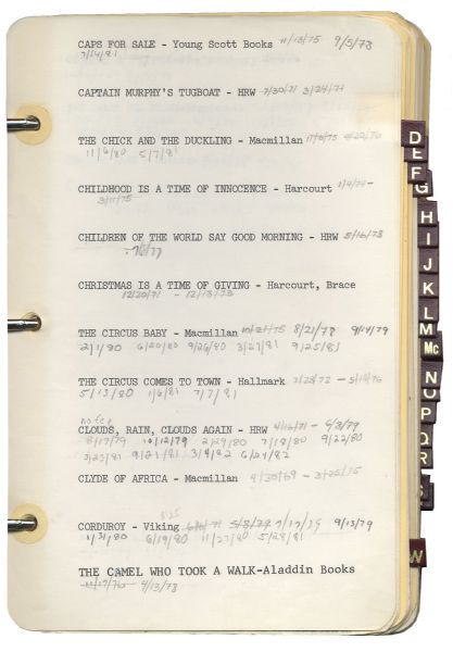 Detailed Production Log From ''Captain Kangaroo'' -- Cataloging Children's Books From the Show's ''Reading Stories'' Segment