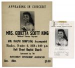 Coretta Scott King Concert Poster & Program From Performances in 1956 & 1958 -- One From the Dexter Avenue Baptist Church